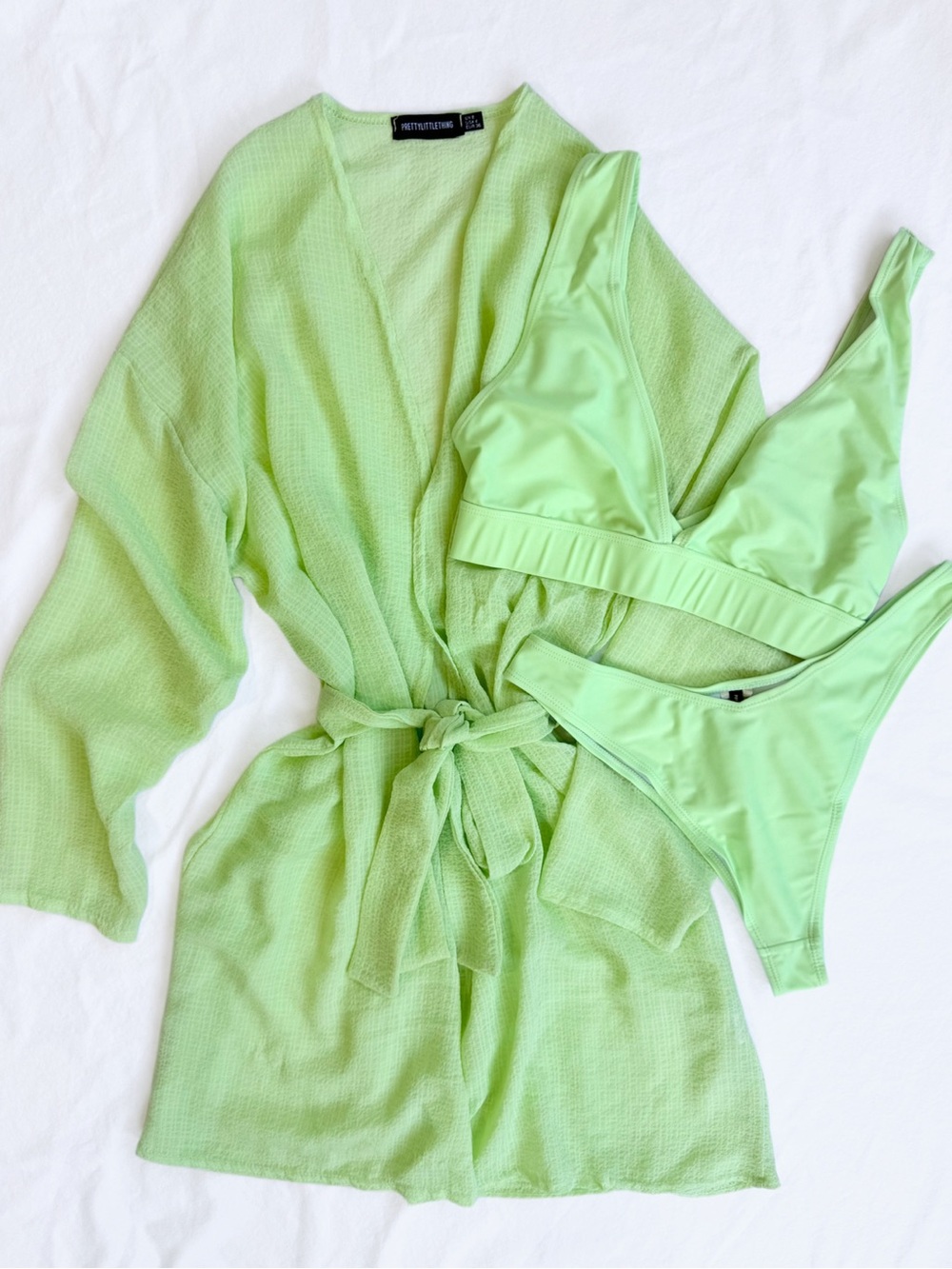 PLT 3pc Set Bikini with Kimono Coverup